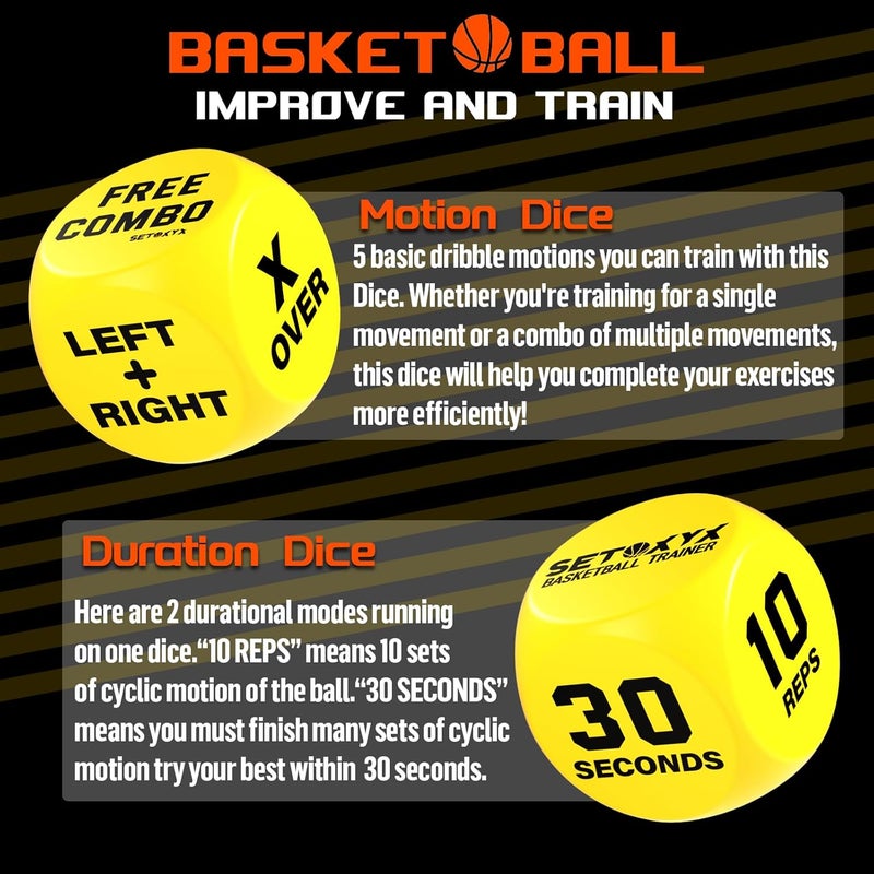 SETOXYX Basketball Dribble Skills Dice Set - Training Equipment - Basketball Gift for Boys.Dribble Skills Training for Beginner and Party Favors - Image 2